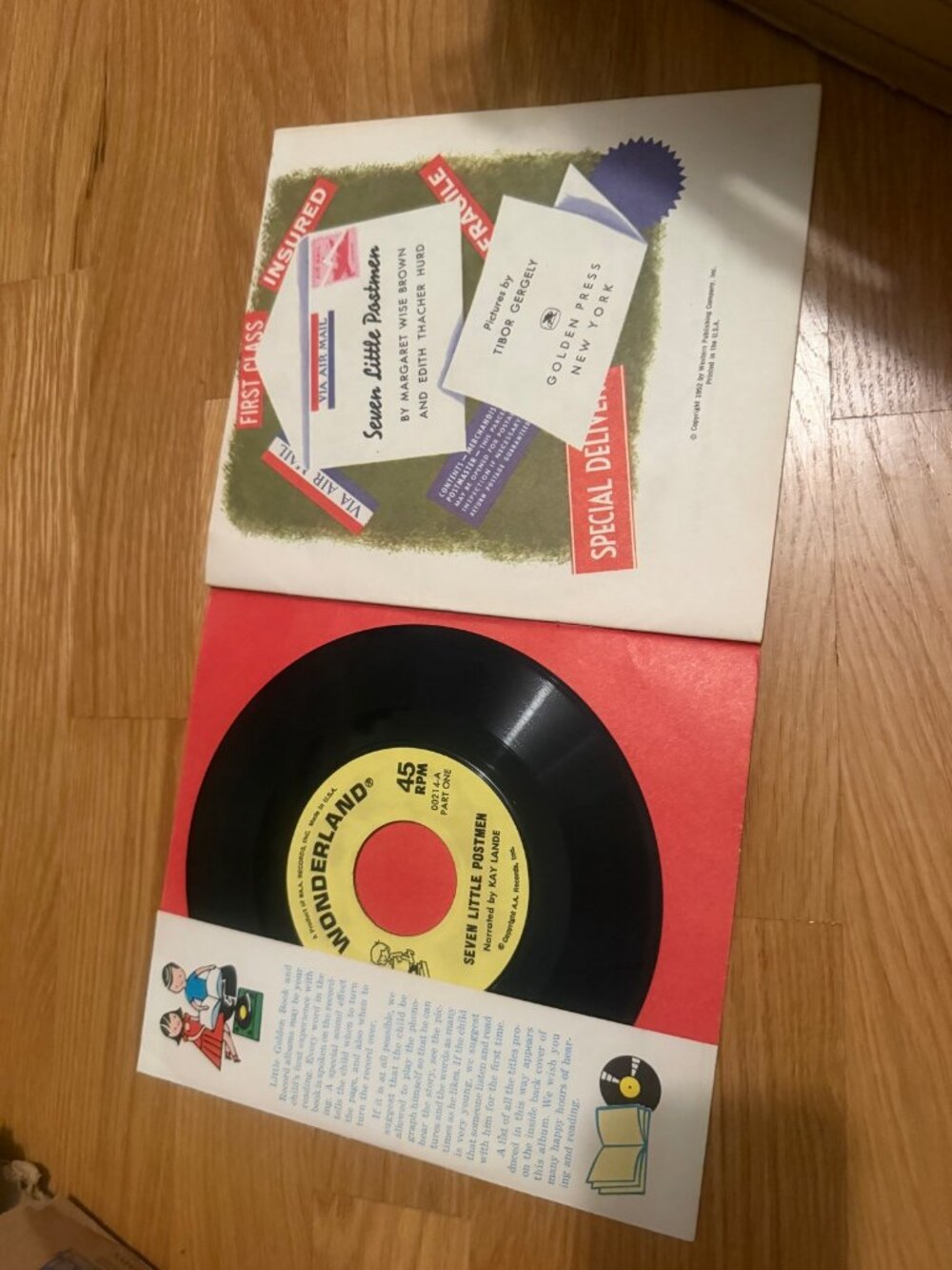 Seven Little Postmen Little Golden Book Read and Hear Set 45 RPM Record Vintage